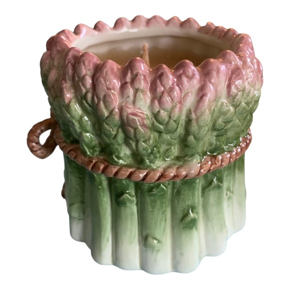 Fitz & Floyd Classics Candle Asparagus Vegetable Poured Wax Ceramic 3 1/2 inches - Picture 3 of 7